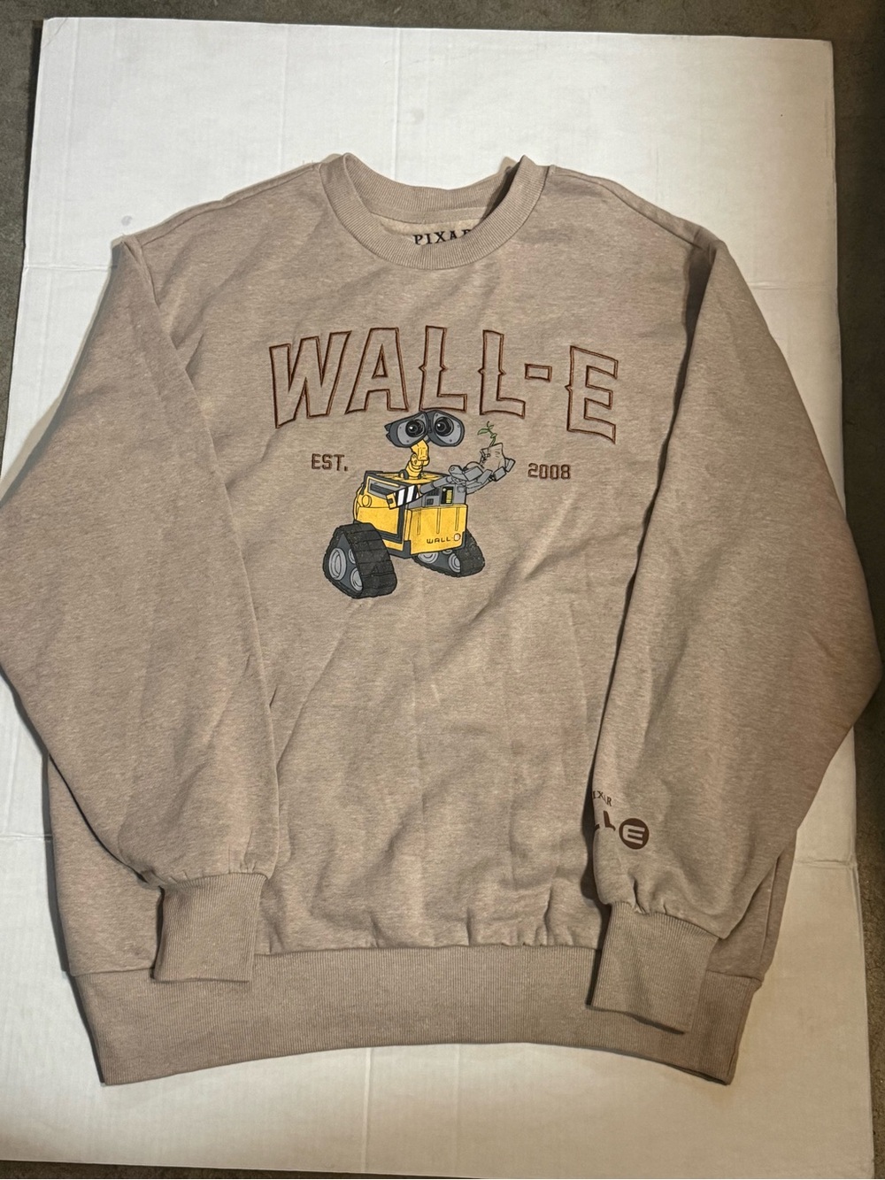 Disney WALL·E Men's Crewneck Sweatshirt - Taupe and Yellow Graphic